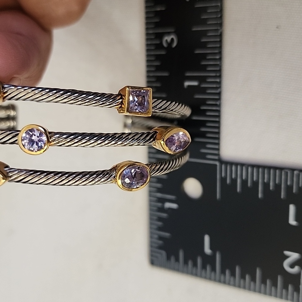 Classic Cable Bracelet Stack Style With Amethyst … - image 8